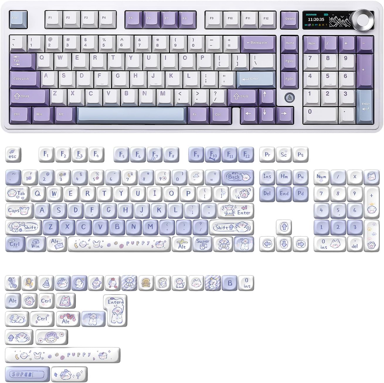 AJAZZ AK980 Mechanical Keyboard with Smart Display & Knob, PBT Keycaps-MOA Highly Rounded Heat Sublimation