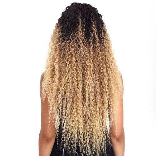 Joedir Lace Front Wigs Ombre Blonde 28'' Long Small Curly Wavy Synthetic Wigs For Black Women 130% Density Wigs(TTPN4/270A/24F)