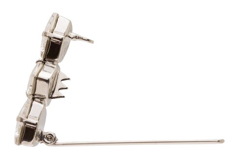 L. Erickson Triple Crystal Tige Boule Barrette - Crystal/Silver