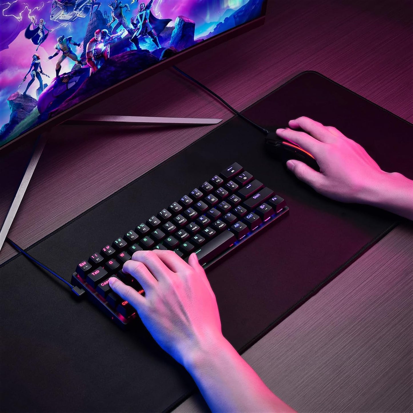 60 Percent Keyboard Black & White/Black, Blue and Red Switches,Double Choice,Lighting up Your Desktop …