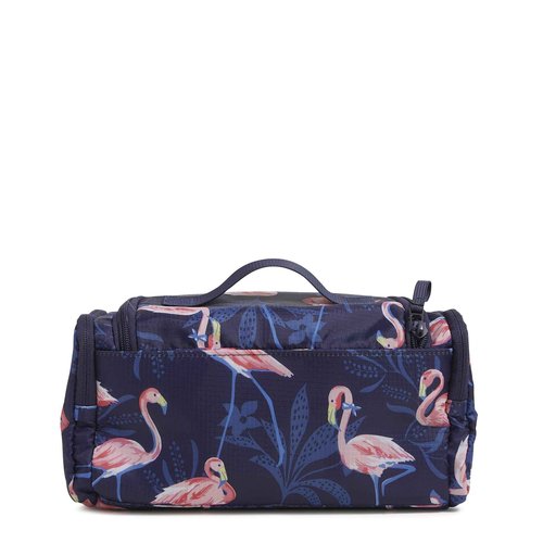 Vera Bradley Ripstop Large Travel Cosmetic Makeup Organizer Bag, Flamingo Party