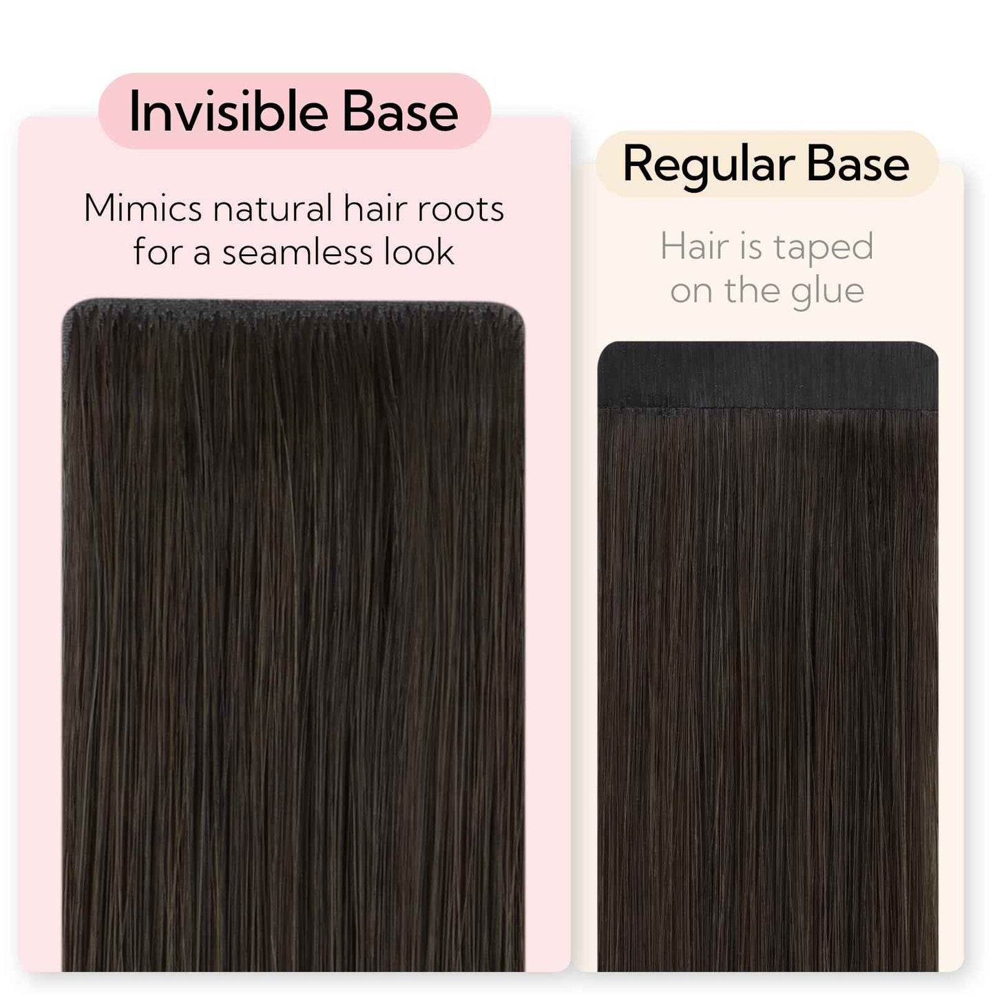 HOTBANANA Invisi Edge Tape in Hair Extensions Human Hair, 18inch 50g 10pcs Invisible & 10pcs Classic Dark Brown Seamless Tape in Hair Extensions Straight Injected