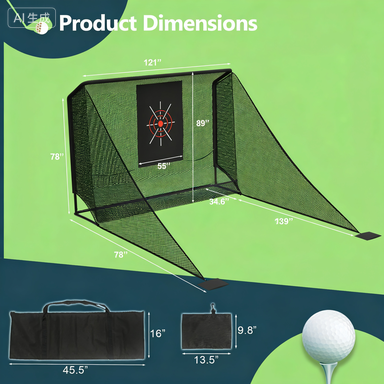Golf Practice Net 10x7ft with Auto Ball Return & Side Barriers
