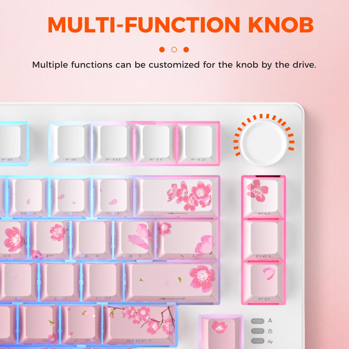 DAREU EK75PRO Sakura Pink Wireless Mechanical Keyboard,75% Hot Swap Creamy Gaming Keyboard with Knob,RGB Backlit,Gasket Custom Structure,Side Printed PBT Keycaps,2.4Ghz/BT5.1/USB-C, for Win/MAC