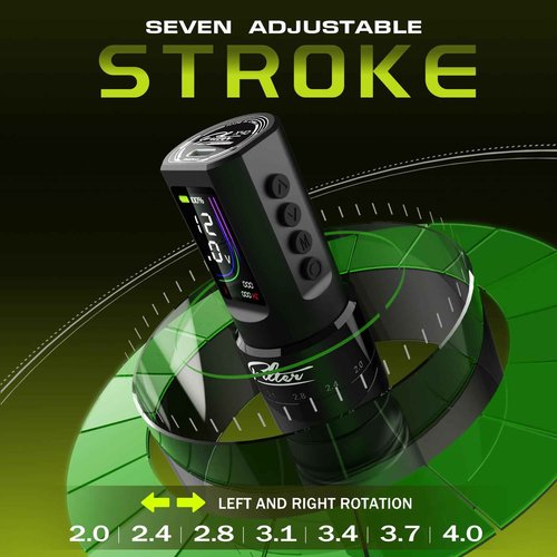 Filter Tattoo Gun - 7 Strokes 2.0-4.0mm Tattoo Machine Pen with Extra OLED Digital Display 1600mAh Battery Power Tattoo Kit for Beginners and Artists (X40 Sliver)