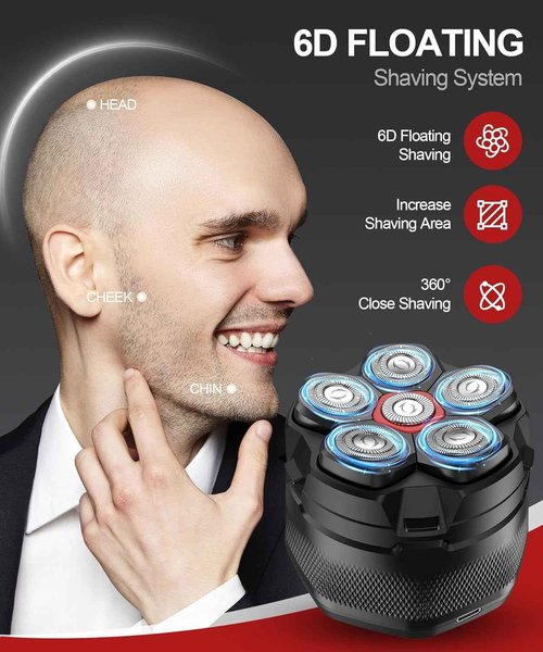 Head Shaver for Bald Men, 10000 RPM High-Speed 6D Magnetic Razor, IPX8 Waterproof Wet/Dry Shaving, LED Display & Storage Case