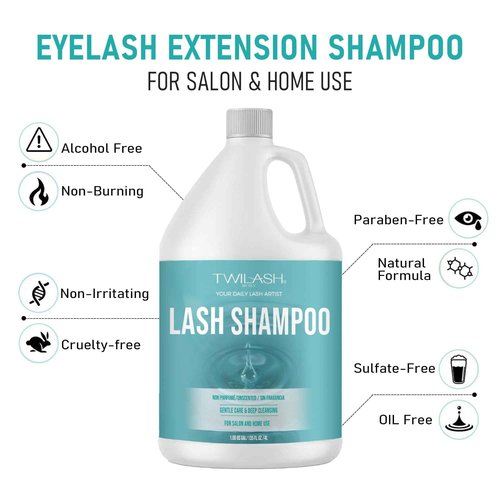 Lash Shampoo Bulk, Eyelash Cleanser for Extensions 4 Liters, Dispenser Pump, Safe Makeup Remover, Non-irritating or Burning Eyelid Foaming Cleanser for Professional Salon and Home Use (Unscented-4L)