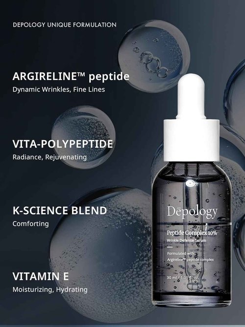 Depology Peptide Serum Duo, MATRIXYL® 3000 + Peptide Complex 10% Wrinkle Defense, Argireline™, Hydrating Face Serum Targets Dynamic Wrinkles