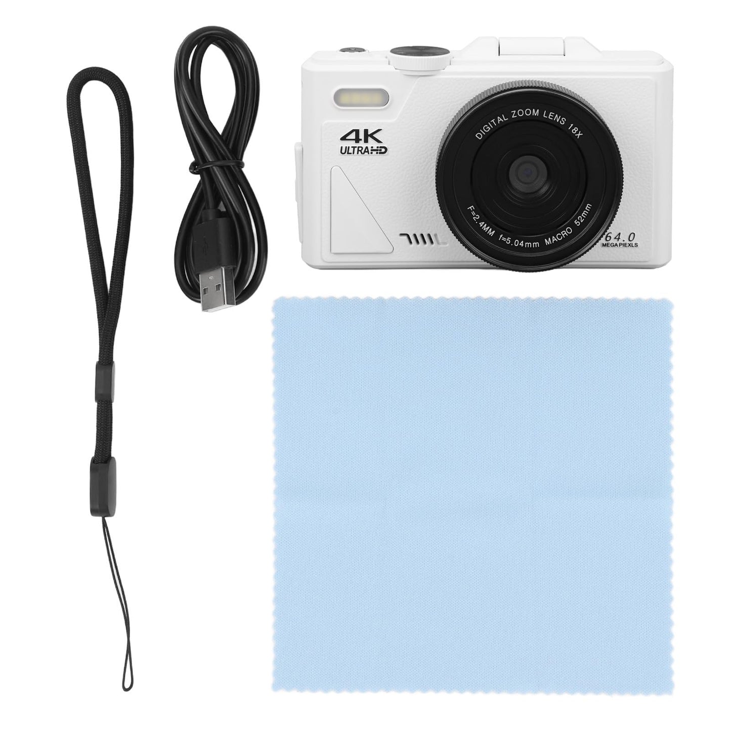 Zunate Retro 64MP Digital Camera, Vintage 4K UHD Vlogging Camera with 18X Zoom, Autofocus, 3 Inch Flip Screen for Travel Photography Vlogging (White), Zunateyk6vg30wnx-11