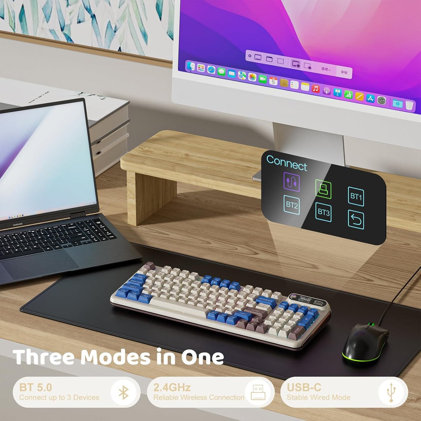 Z98 Creamy Keyboard, Wireless Mechanical Keyboard with Smart Display & Knob, Tri-Mode Connection