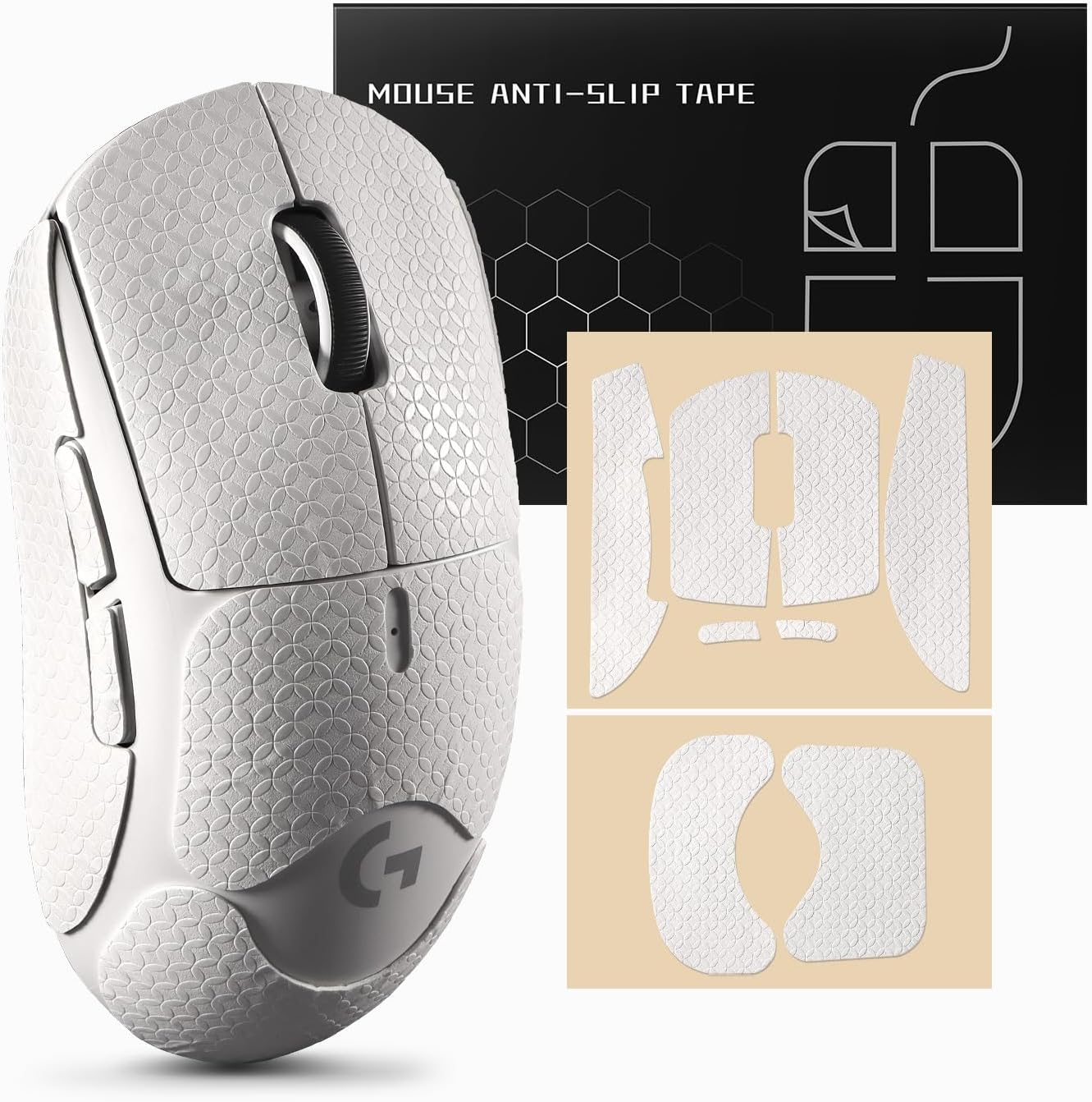 Anti-Slip Mouse Grip Tape for Logitech G Pro Wireless Mouse Skin Sweat-Resistant G Pro Mice Sticker Decal(White)