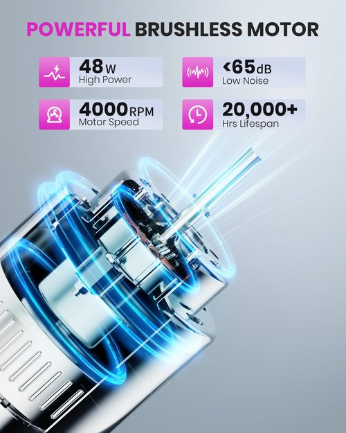 XISZMOG Cordless Nail Dust Collector, Rechargeable Powerful Suction Dust Collector for Nail Tech with 10 Speed Levels, Low Noise Nail Fan Dust Collector for Professional Salon & Home (Pink)