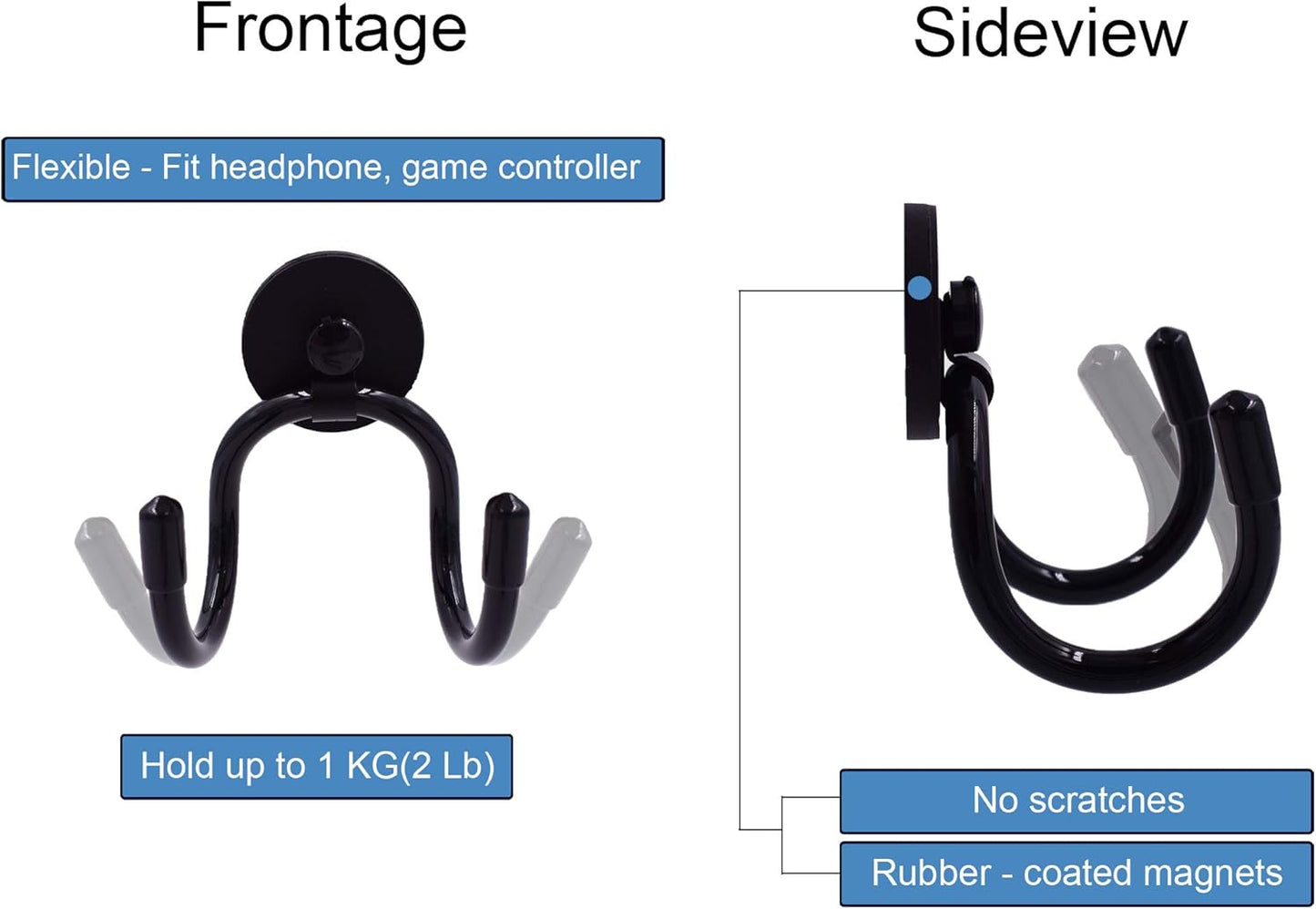 YYST Magnetic Headphone Holder up to 1 kg(2 lbs), Adjustable Holder for Computer/Gaming Headsets
