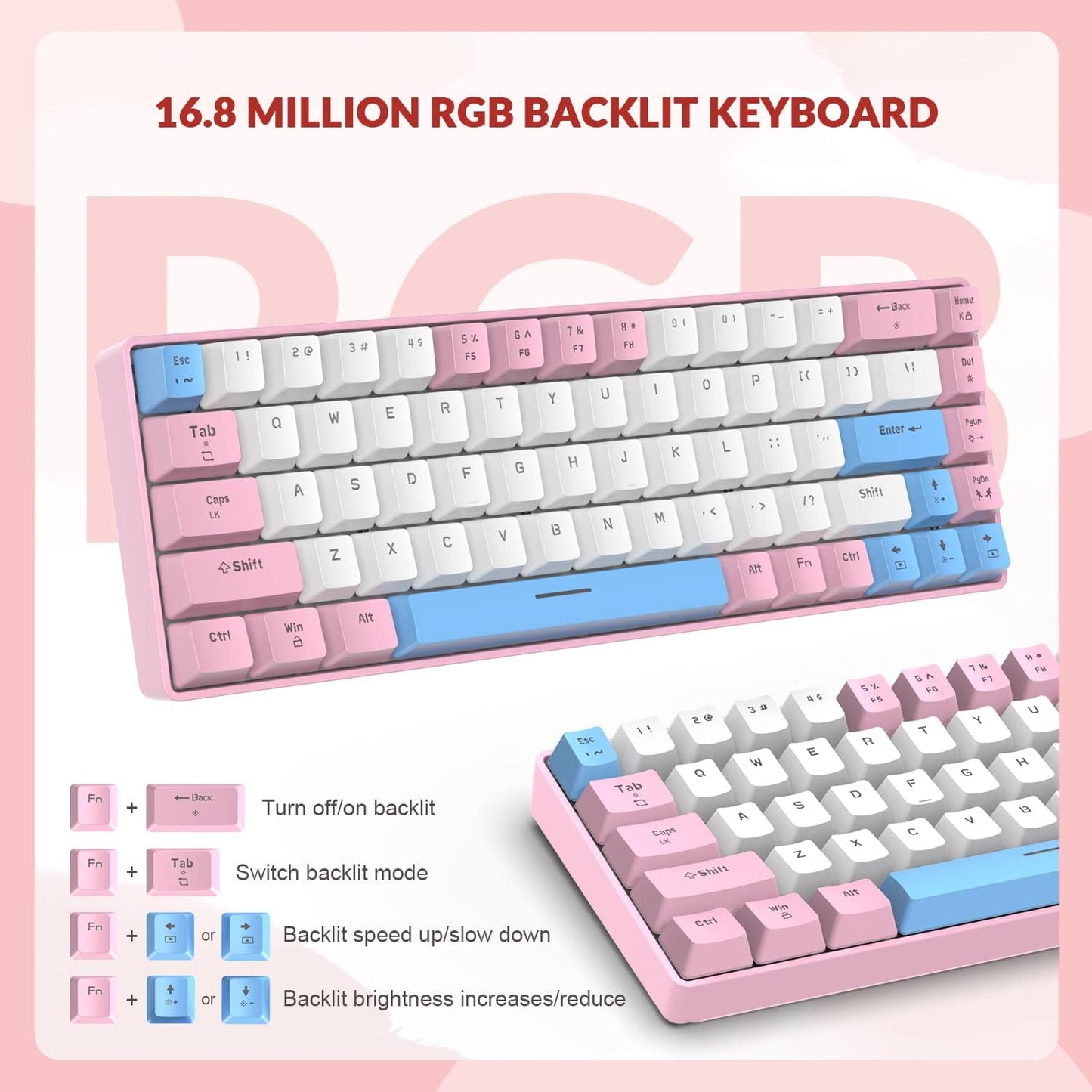 ZIYOU LANG RK-T8PR0 Wired 65% Mechanical Gaming Keyboard and Mouse Combo with RGB Backlit Anti-ghosting TKL Mini 68 Key Coiled C to A Cable Tactile Blue Switch for PS4 PS5 Xbox PC Mac Gamer(Dark Gray)