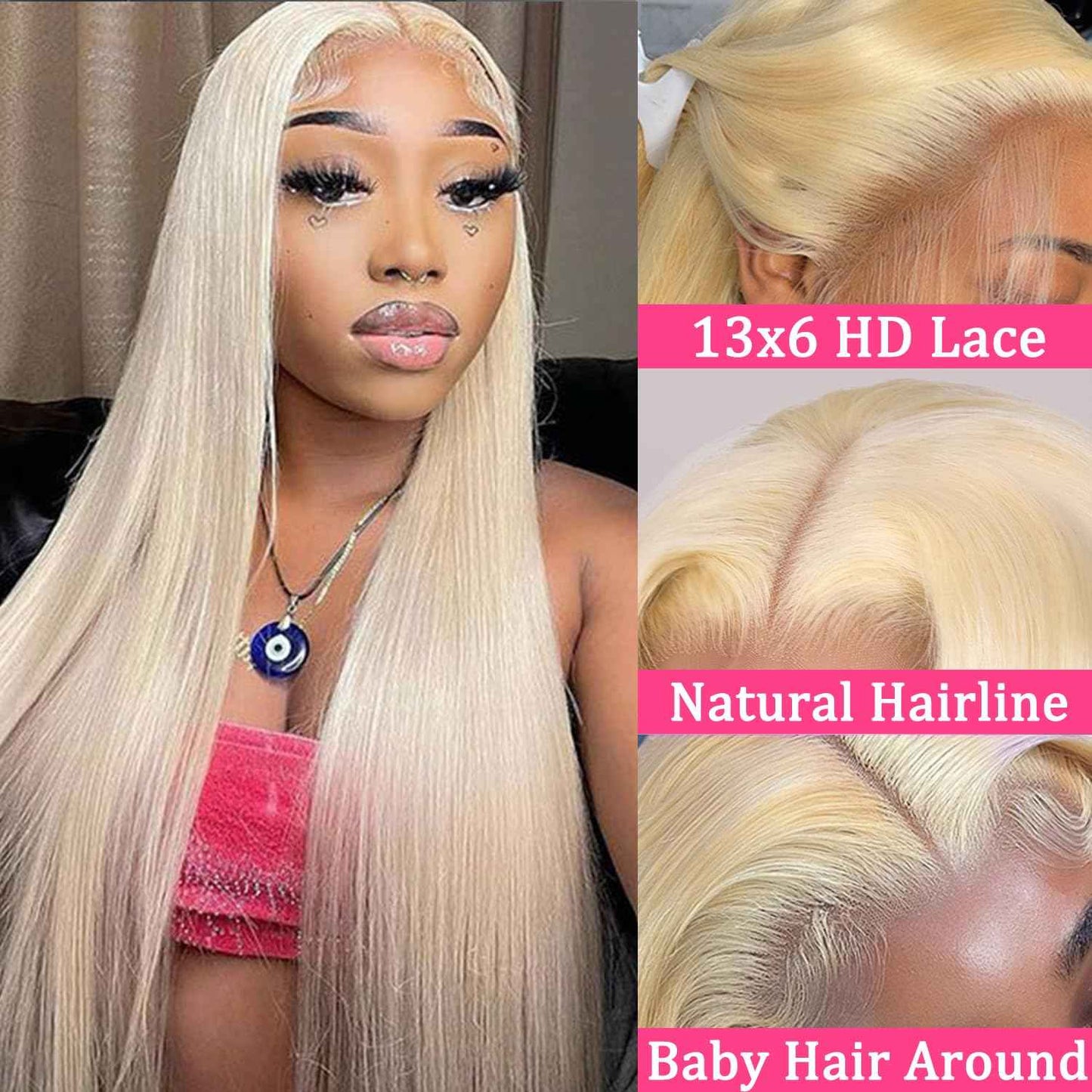 NICILK 30 Inch 613 13x6 Lace Front Wig Human Hair Straight Blonde Wig Human Hair 613 HD Transparent Lace Frontal Wigs Human Hair Pre Plucked with Baby Hair 200 Density Blonde Human Hair Wigs for Women