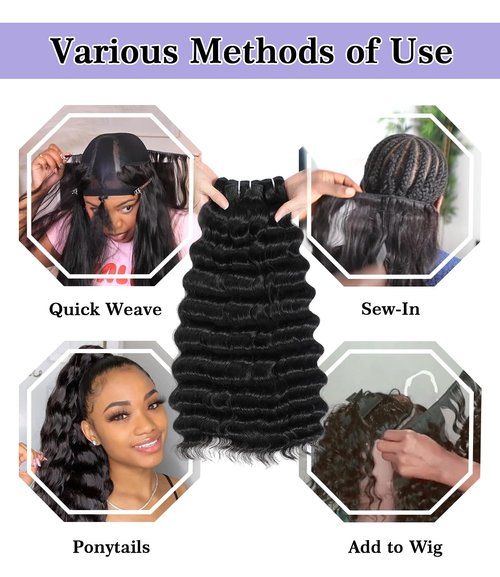 FASHION PLUS Raw Human Hair Bundles, Loose Deep Wave Bundles Human Hair 16 Inch Loose Wave Bundles Human Hair Real Raw Bundles Thick and Soft, Triple Lifespan 1 Bundle