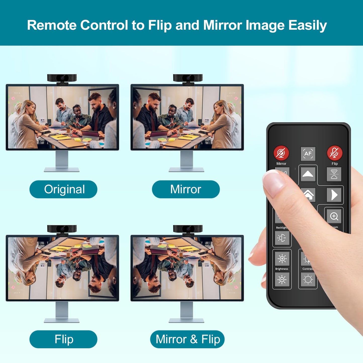 4K Webcam with 5-Level LED Light, 12MP Camera, USB Webcam with Dual Noise-canceling Microphones, PDAF Fast Auto Focus, Remote Control, 360° Rotation, Perfect for Live streaming, Online Meeting