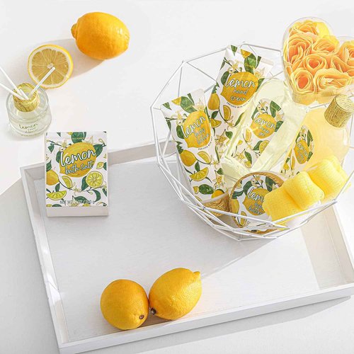 Green Canyon Spa Lemon Scent Home Bath Gift Sets in Tote Bag - 10 Pcs Spa Kit for Women for Valentine's Day, Mother's Day, Birthday