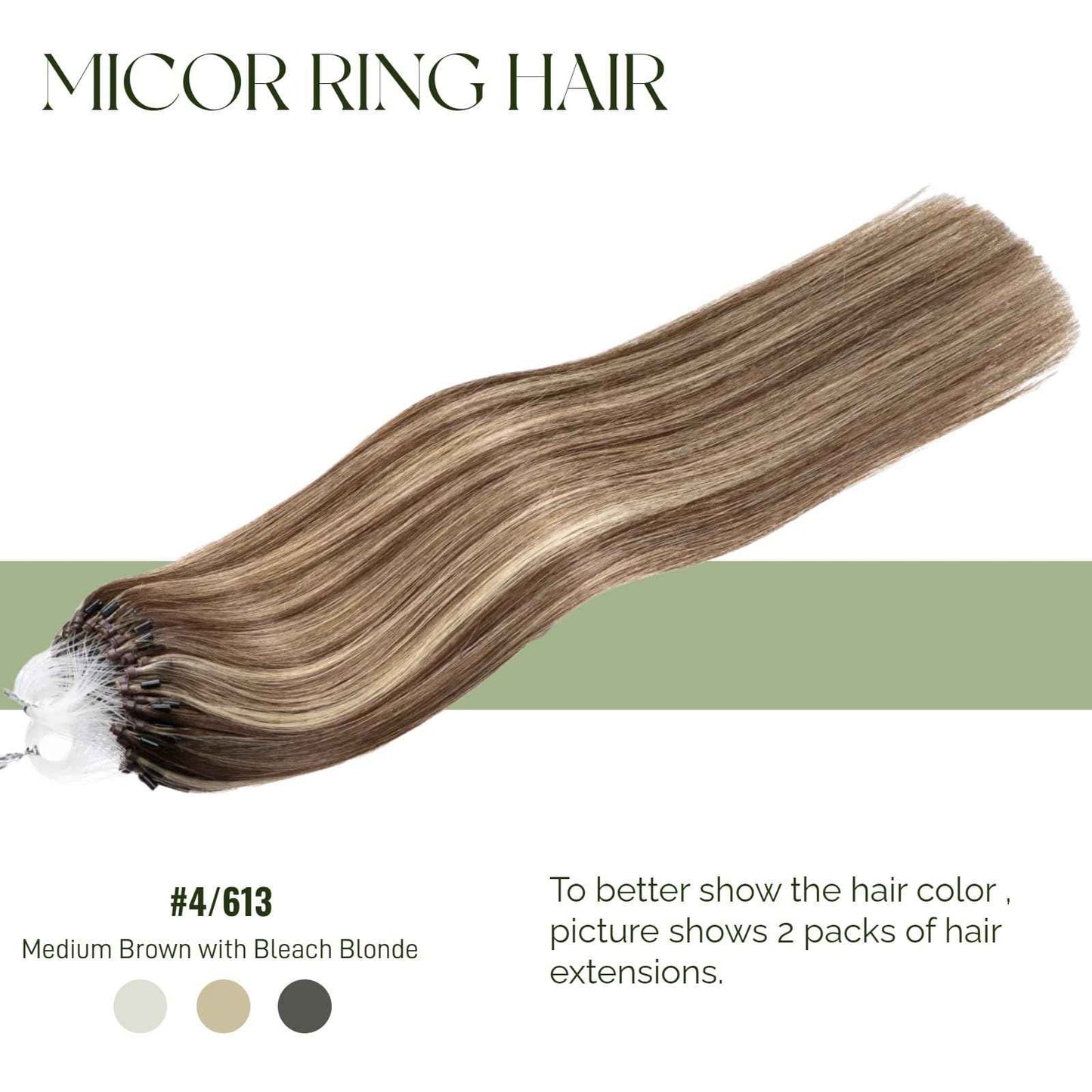 MicroLink Hair Extensions Human Hair Micro Loop Extension 0.5g/Strand 100 Strands 50g Silky Straight Micro Link Human Hair Invisible Micro Bead Hair Extensions 20 Inch, #4/613 Brown Mix with Blonde