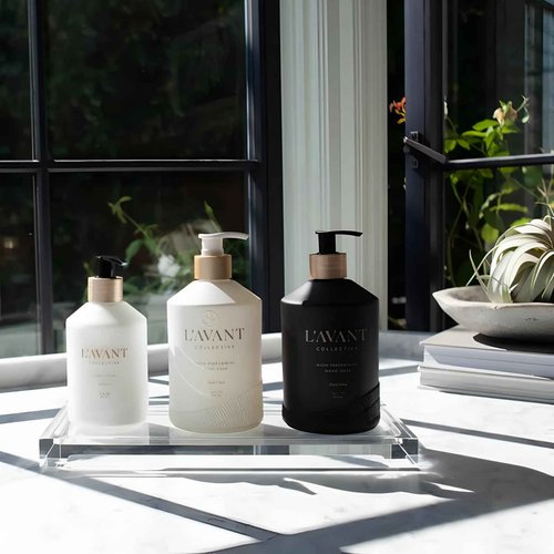 L'AVANT Collective Dish & Hand Soap Duo Fresh Linen | High Performing Formula Luxurious Ingredients for Soft & Smooth Hands & Dishes | 2 Reusable Glass Bottles Kitchen Accessories Home Decor Gifts
