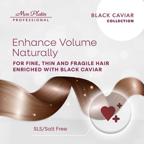 Mon Platin Professional Black Caviar Volumizing Hair Mask for Fine, Thin, and Fragile Hair - Enriched with Black Caviar, Deep Conditioning, SLS/Salt-Free, 500ml