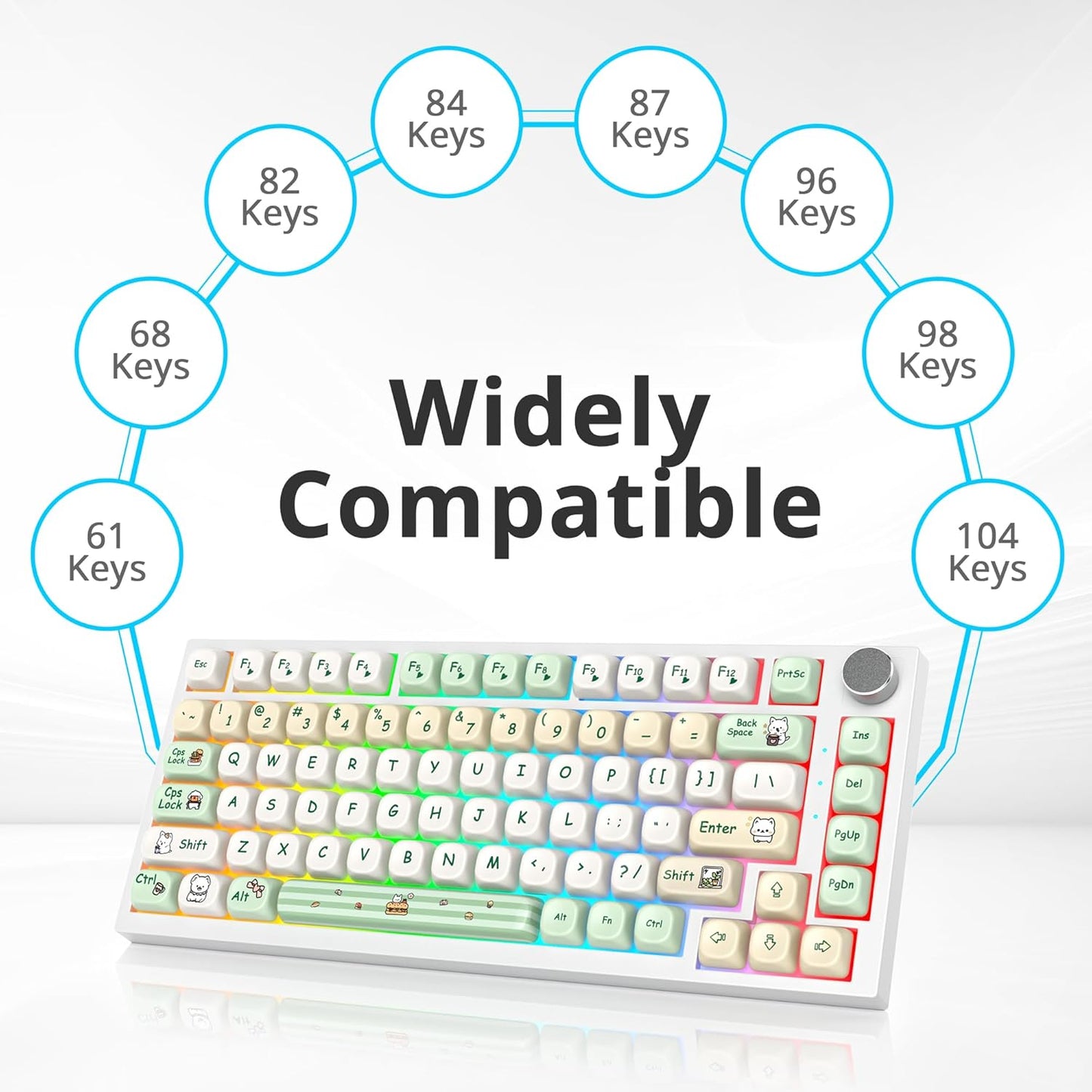 61 PBT Game keycap, 60% Backlight with Key Puller OEM Configuration American Layout, 87/104 Mechanical Keyboard (no Keyboard) (Ahris)