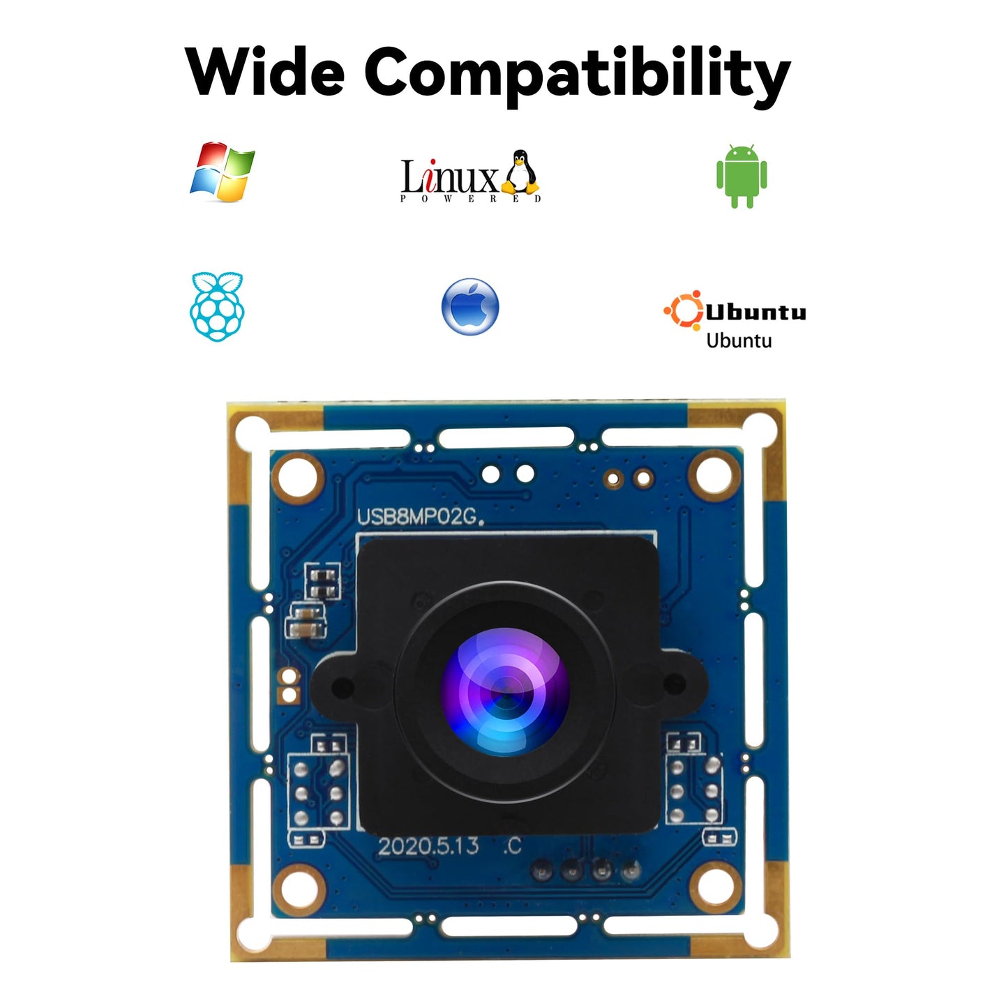8MP USB Camera Module IMX179 3264x2448P HD Small UVC Webcam with M12 3.6mm Lens - Manual Focus Plug & Play for Lightburn 3D Printer Raspberry Pi PC Mac Linux - Industrial/Machine Vision