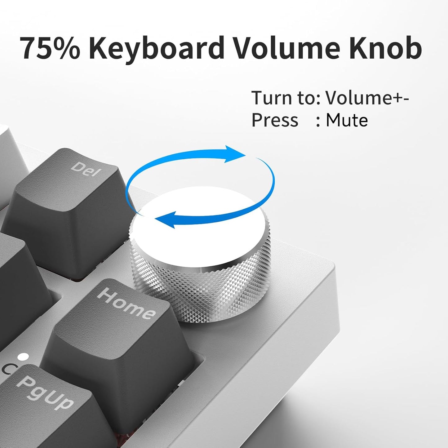 AJAZZ AK820 75% Wired RGB Gasket Mechanical Keyboard with Volume Knob, South Facing LED, Poron Foam, PBT Keycaps, Custom Programmable Hot-Swap Keyboard