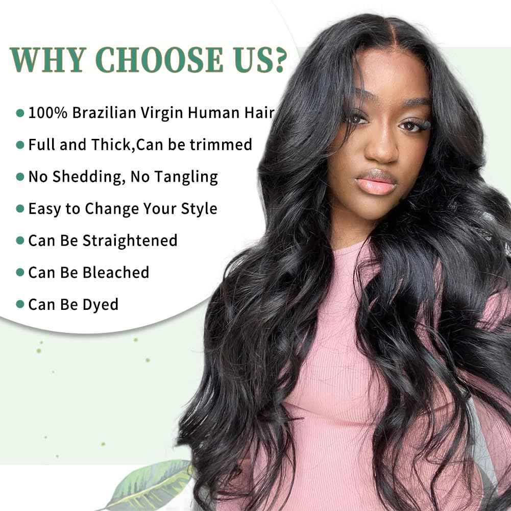 14A Human Hair Bundles Body Wave One Bundle 100% Unprocessed Brazilian Virgin Hair Bundles Double Weft Weave Body Wave Human Hair Natural Black Color (one bundle, 24)