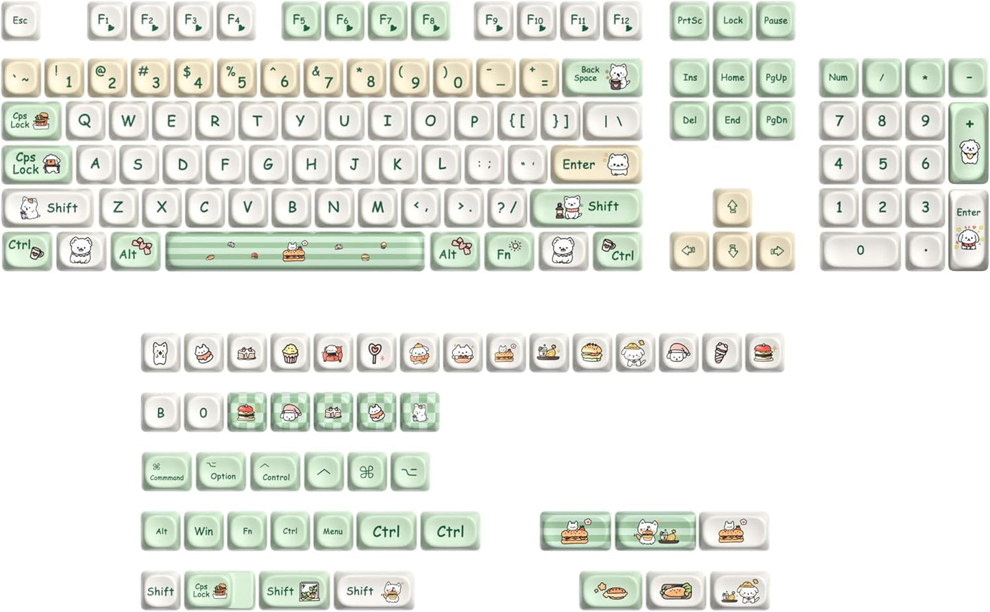 61 PBT Game keycap, 60% Backlight with Key Puller OEM Configuration American Layout, 87/104 Mechanical Keyboard (no Keyboard) (Ahris)