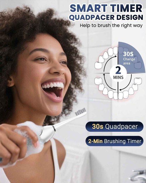 Electric Toothbrush with Water Flosser 3 in 1 Combo, Advanced 2.0 Flossing Toothbrush, Cordless Teeth Cleaning, 3 Modes&5 Speeds, Rechargeable Oral Dental Irrigator Kit for Adults, 5 Replacement Heads