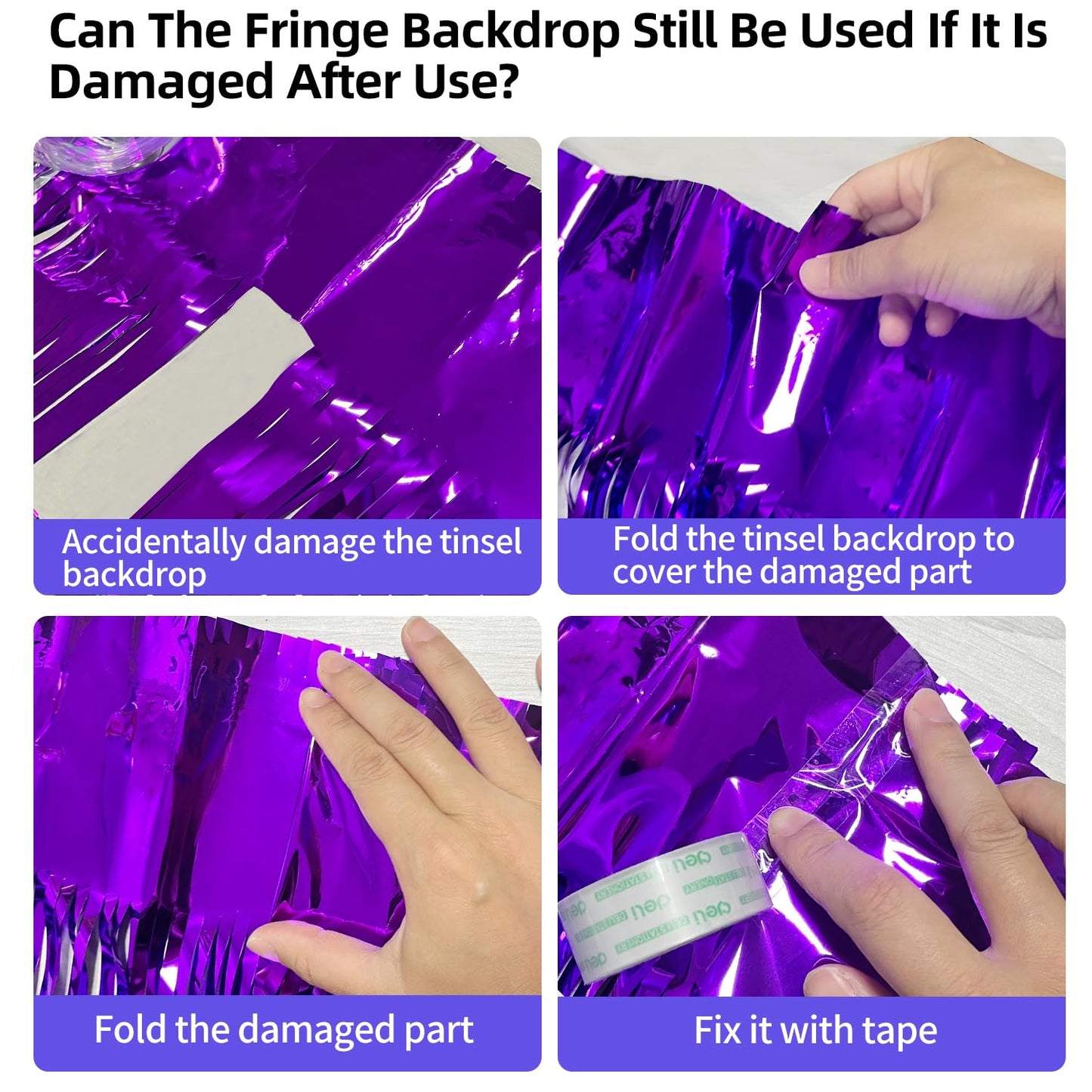 2 Pack Purple Tinsel Backdrop Party Decorations 3.3x8.2ft, Foil Fringe Curtains Door Streamers for Birthday Balloons Decor, Purple Backdrop for Wedding Baby Shower Graduation Christmas Halloween