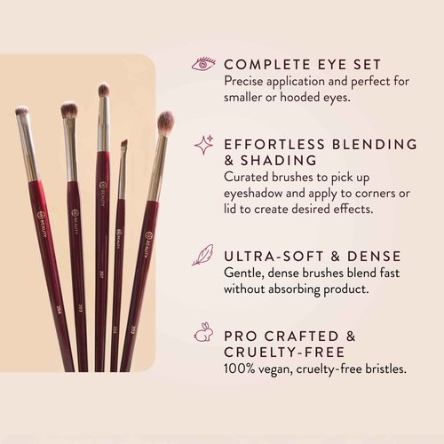 BK BEAUTY - BRUSH SET FOR HOODED OR SMALLER EYES (5PC) - Eyeshadow Brush Set for Blending, Smudging & Defining Eyeshadow and Eyeliner | Premium Eye Makeup Brushes for Precise Application