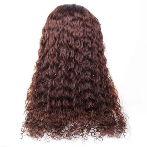 FQ Chocolate Brown #2 Lace Front Wig Water Wave 5x5 HD Lace Closure Wigs for Black Women Human Hair 180% Density Colored Lace Front Wigs Human Hair 22 inch(Chocolate Reddish Brown 5x5 Wigs)