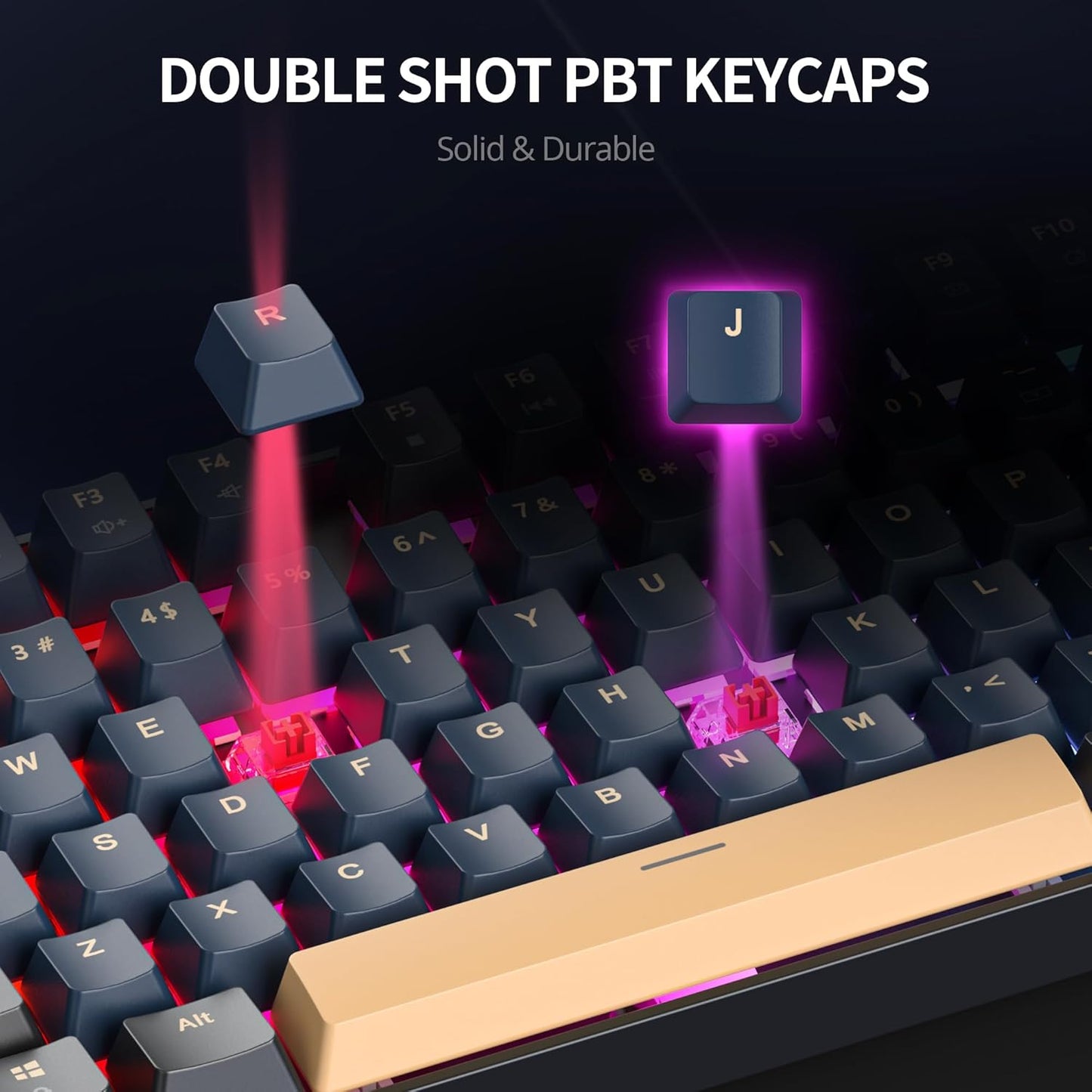 75% Mechanical Gaming Keyboard, 87 Keys Compact TKL Wired Linear Red Switches Detachable USB NKRO RGB Backlight Keyboard for Win/Mac/PS4/PS5/Xbox.(Blue Samurai)
