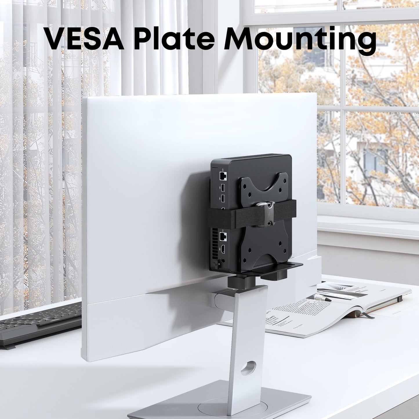 Adjustable Thin Client Mount Bracket - Mount Mini PC to Monitor Arm, Stand Pole, or Under Desk,Supports 0.67" - 2.8" Wide CPU,Black