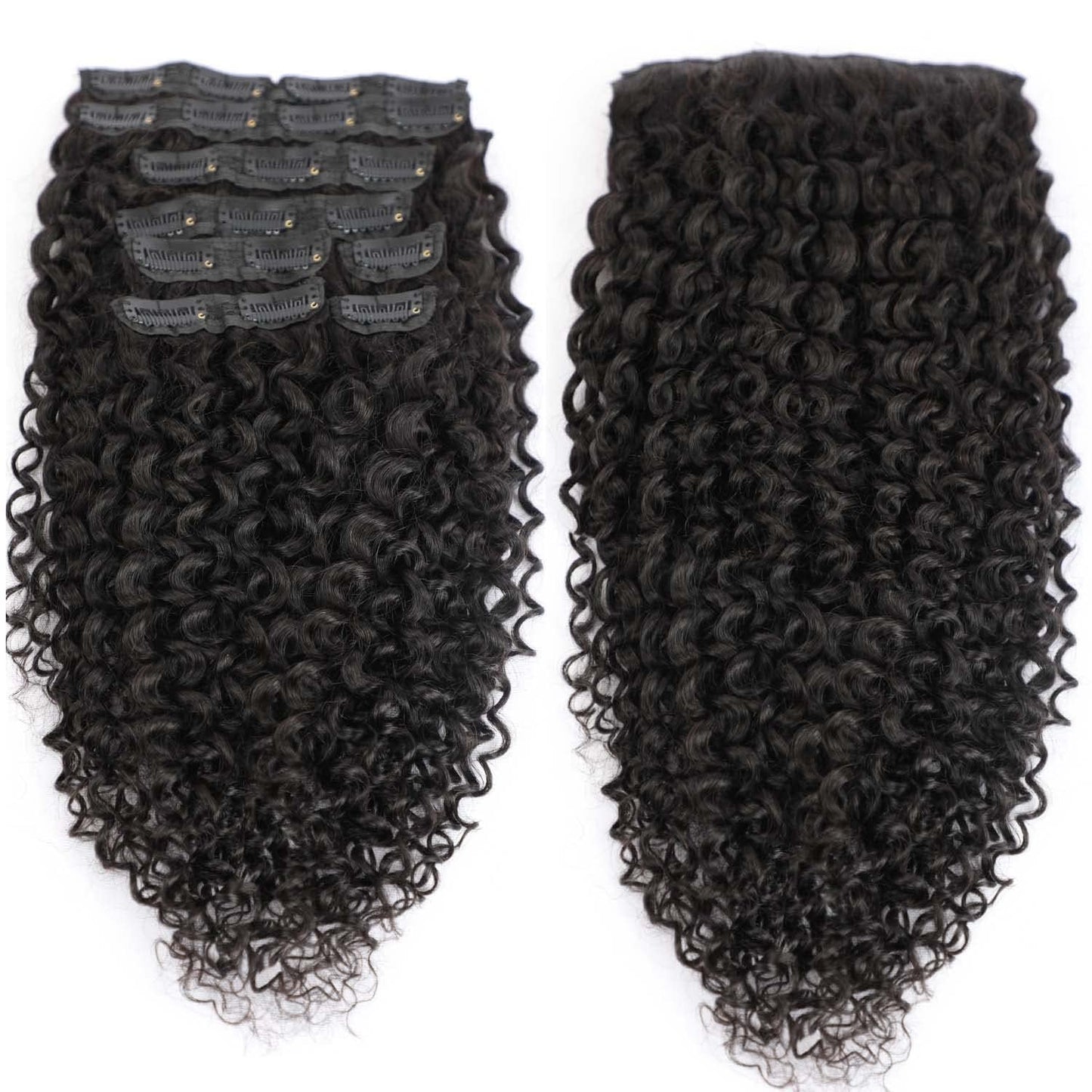 24 Inch Kinky Curly Clip ins Human Hair 110g 8pcs 20 Clips 3C 4A Curly Clip In Hair Extensions Real Human Hair Brazilian Virgin Hair Full Head for Women Natural Black
