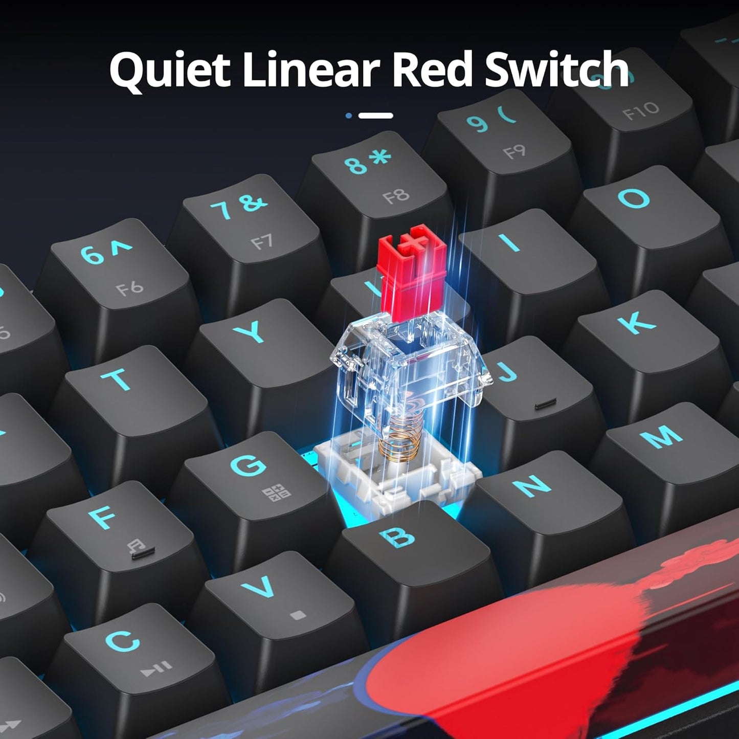 60 Percent Gaming Keyboard 68 Keys Mechanical Keyboard LED Backlit Compact Wired Keyboard with Red Switch for Windows PS4/5 Xbox Gamer(Black-White)