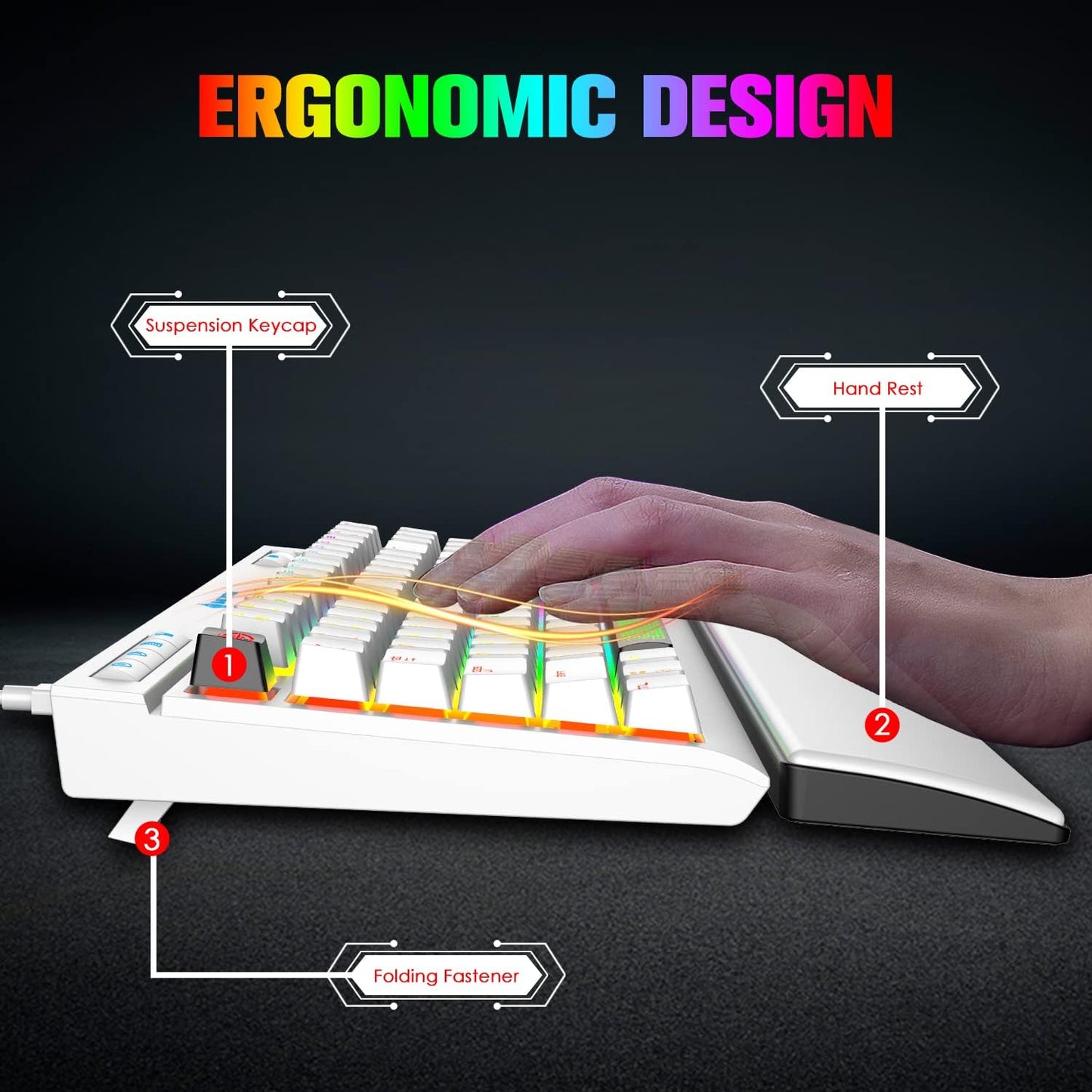 ZIYOU LANG Mechanical Gaming Keyboard, 87 Keys Chroma RGB LED Backlit, Blue Switch, USB-C, PC/Mac Compatible