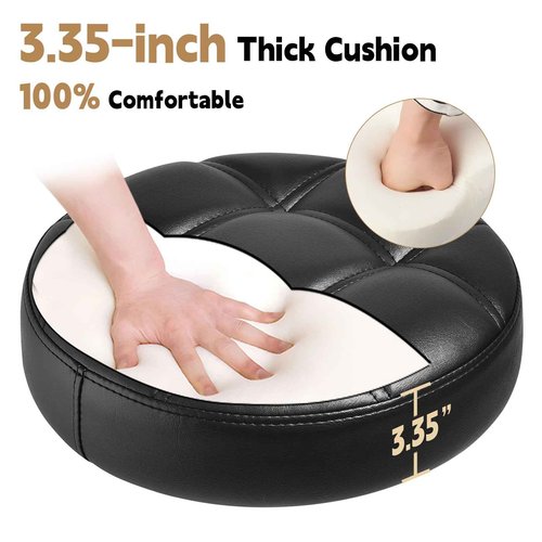 Rolling Stool Heavy Duty 450lbs - Reinforced with Golden Alloy Steel, Super Soft Thick Cushion, 360° Swivel, Smooth Rolling NO Noises, Adjustable Stool with Wheels for Massage Tattoo Spa, (Black)