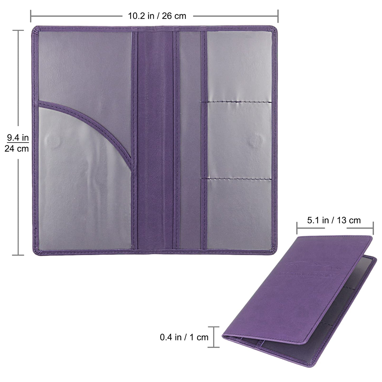 LumiMokki Premium Car Registration & Insurance Card Holder with Magnetic Shut, Vehicle Glove Box Car Organizer - For Documents, Cards, License (Purple)