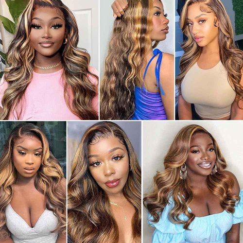 34 34 34 Inch Ombre Honey Blonde P4/27 Body Wave Bundles Human Hair Highlight 3 Bundles Brown and Blonde Bundle Hair Extensions