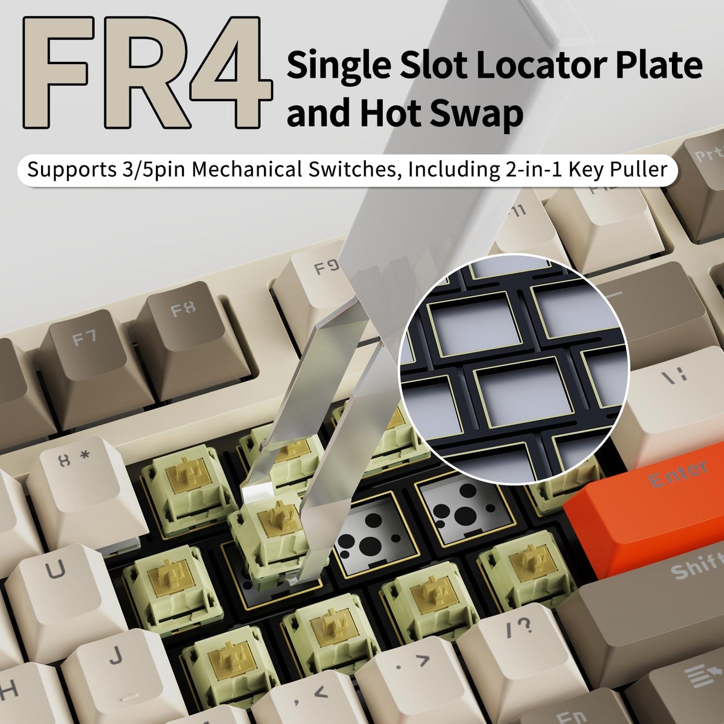 AJAZZ AK35I V3 104-Key Full Size Wired Gasket Mount Gaming Keyboard with Multimedia Buttons & Knob Control | Five Layer Pad | OEM Profile PBT Keycaps | White Backlit Custom Keyboard