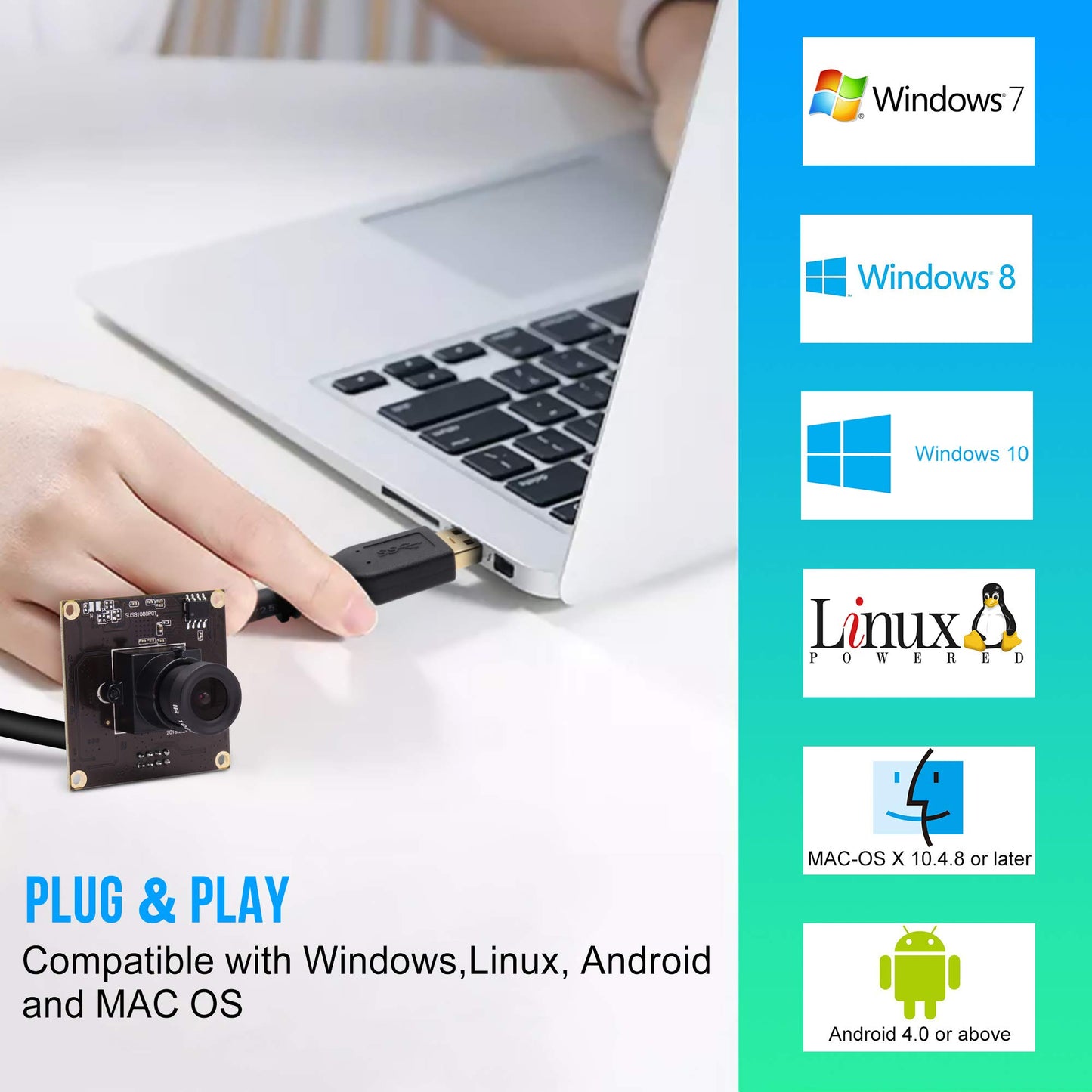 ALPCAM High Speed USB 3.0 USB Camera Module,High Definition 1280 * 1080@50fps USB Camera,2MP Webcam Full HD 1080P USB Camera with IMX291 Sensor,Plug&Play USB Webcam gor Windows,Linux,Raspberry Pi