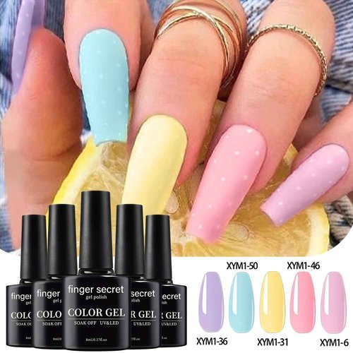 finger secret 55 Color Gel Nail Polish Set, Full Colors Necessary Professional Nail Art DIY Tools, 8ml each Lasting and Durable Soak Off Gel/UV Nail Polish Ideal for Nail Salon or Home DIY