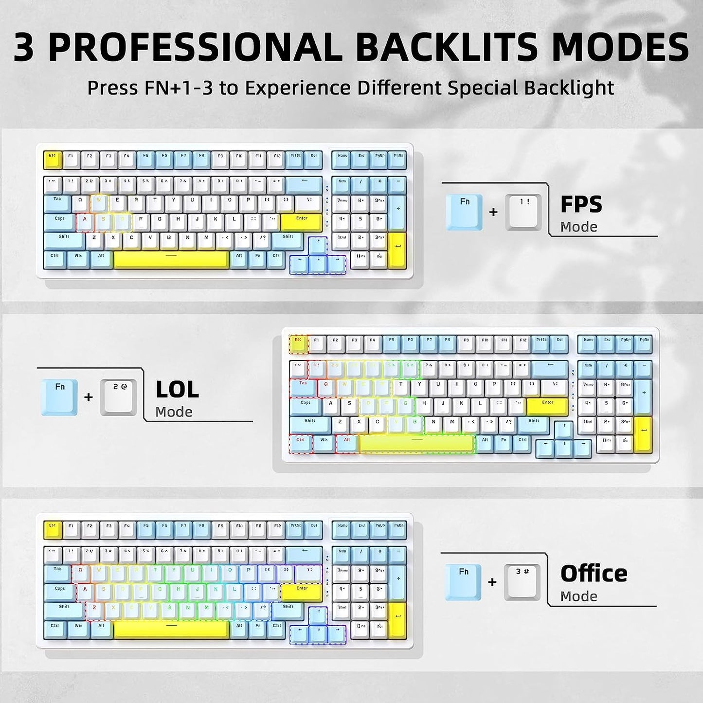 Ajazz Mechanical Gaming Keyboard,Hot Swappable Mechanical Keyboard with Numeric Pad,Compact USB Wired Keyboard 100 Keys Double-Shot ABS Keycaps,N-Key Rollover RGB Custom Keyboard for PC Mac(MX Red)