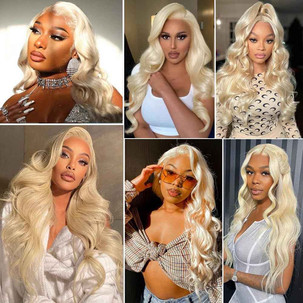 30 32 34 Inch Blonde Bundles Human Hair 613 Body Wave Bundles Double Weft Soft Real Blonde Hair Weave Grade 8A Peruvian Virgin Hair Extensions