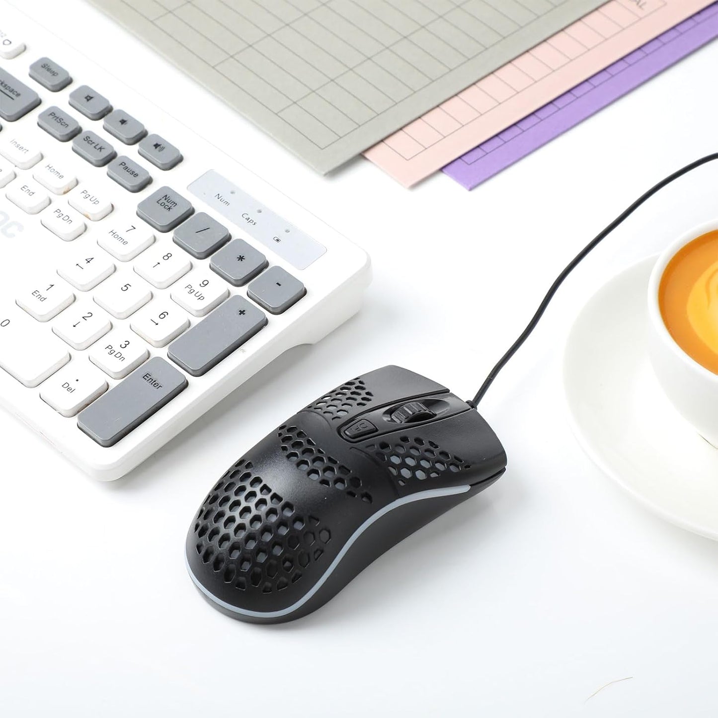 8 Pack USB Wired Mouse Computer Mouse with RGB Lighting 3 Adjustable Dpi Ergonomic Optical Office Corded Mice for PC Desktop Laptop Computer Office School Home Classroom Supplies