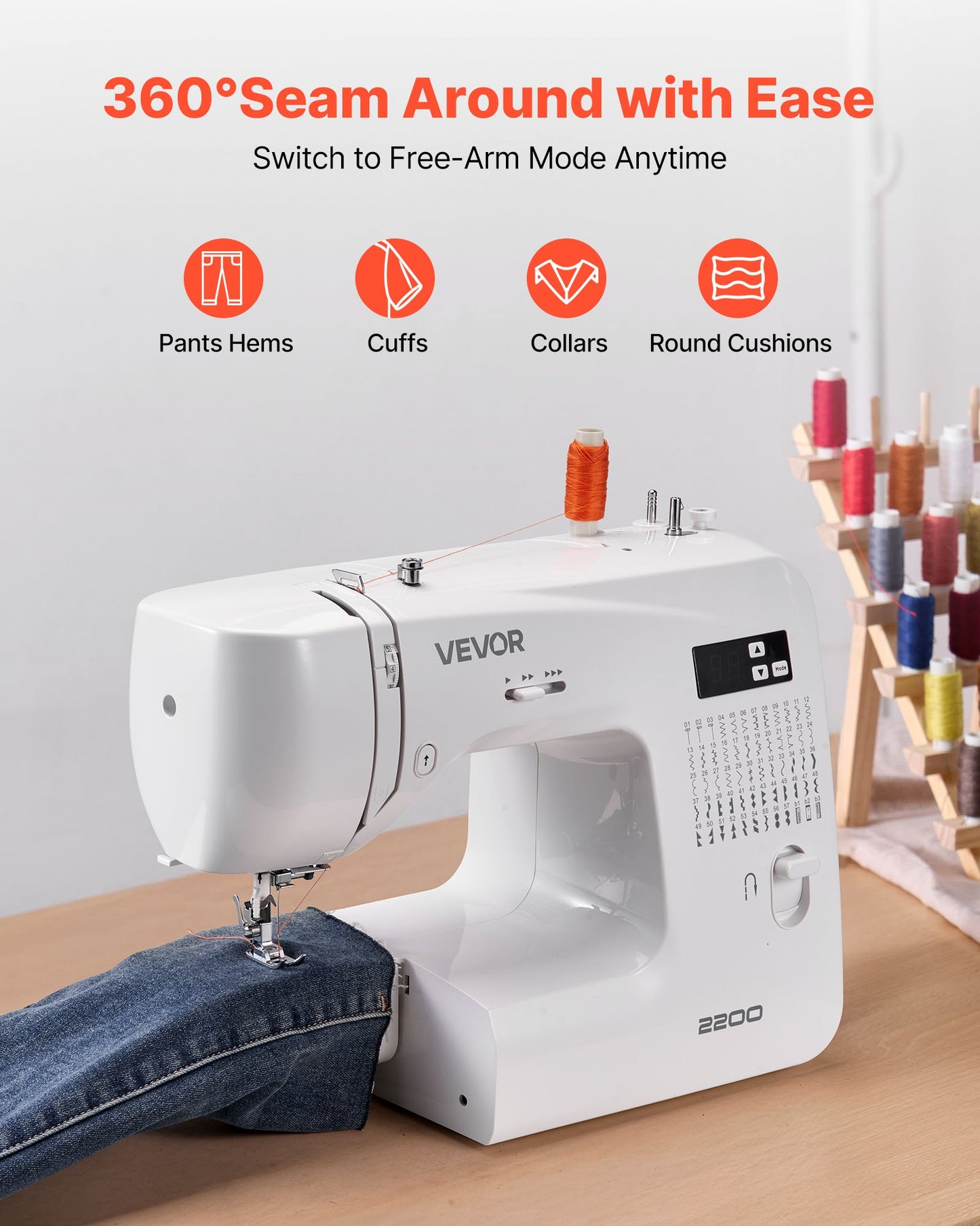 Digital Sewing Machine with 60 Stitch Applications, LED Screen & Heavy-Duty Frame