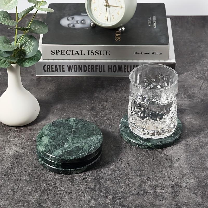 4-Piece Marble Coaster Set - Heat-Resistant Round Table Protectors
